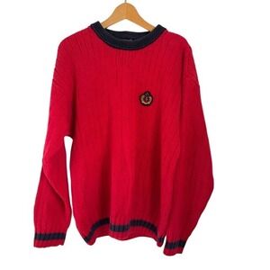 Vintage‎ GAP Mens Red Crew Neck Sweater Ribbed Knit Cotton Blend Small S